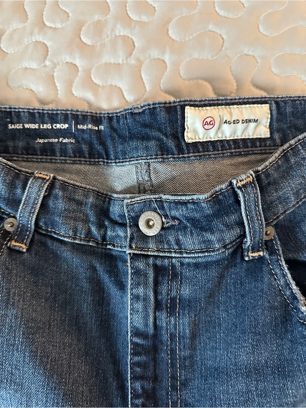 Ag Adriano Goldschmied Dark Blue Denim SAIGE Wide Leg Crop Jeans